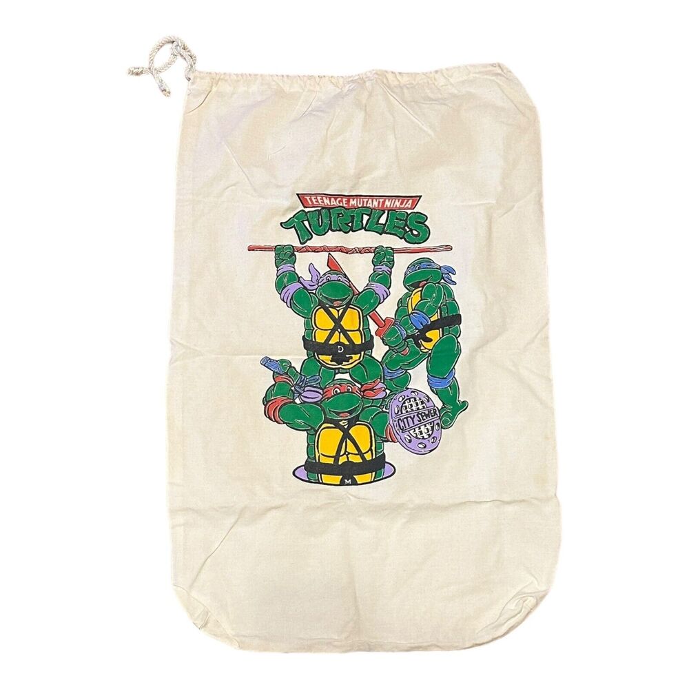 Vtg‎ 1980’s TMNT Teenage Mutant Ninja Turtles Canvas Cloth Laundry Utility Bag